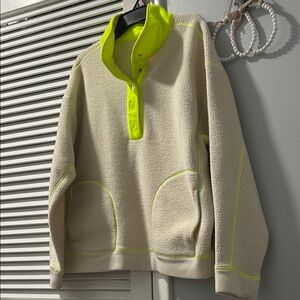 Dudley Stephens Neon Yellow and Cream Fleece Top